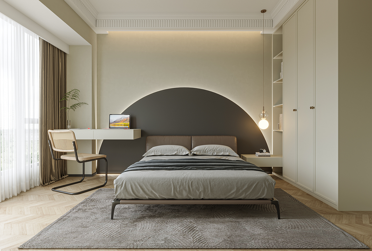 【轻法式风格】效果图渲染案例（图ZMzI3OTc3Mjk2） - 家装设计 - 站酷设计师冈舍效果图表现原创素材 - 站酷ZCOOL