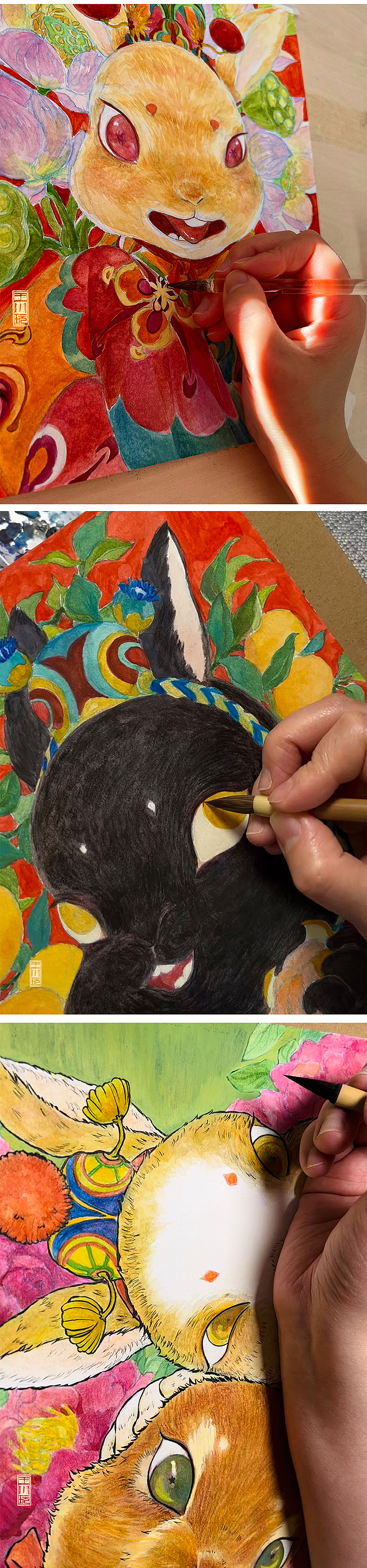 《喜兔送福》系列手绘插画