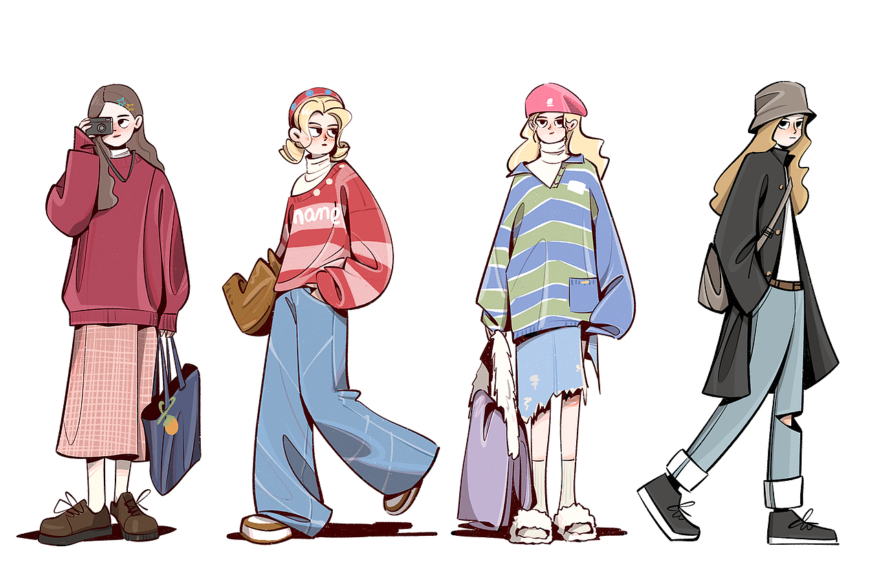 100个人物插画练习 [二]（图ZMzQ3NjM1OTEy） - 创作习作 - 站酷设计师小松果慢慢原创素材 - 站酷ZCOOL