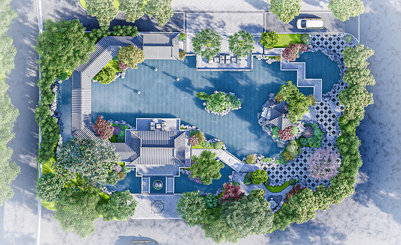 纯中式 园林式会所景观（图ZMzE4MTM1Nzky） - 景观设计 - 站酷设计师梁西凹原创素材 - 站酷ZCOOL