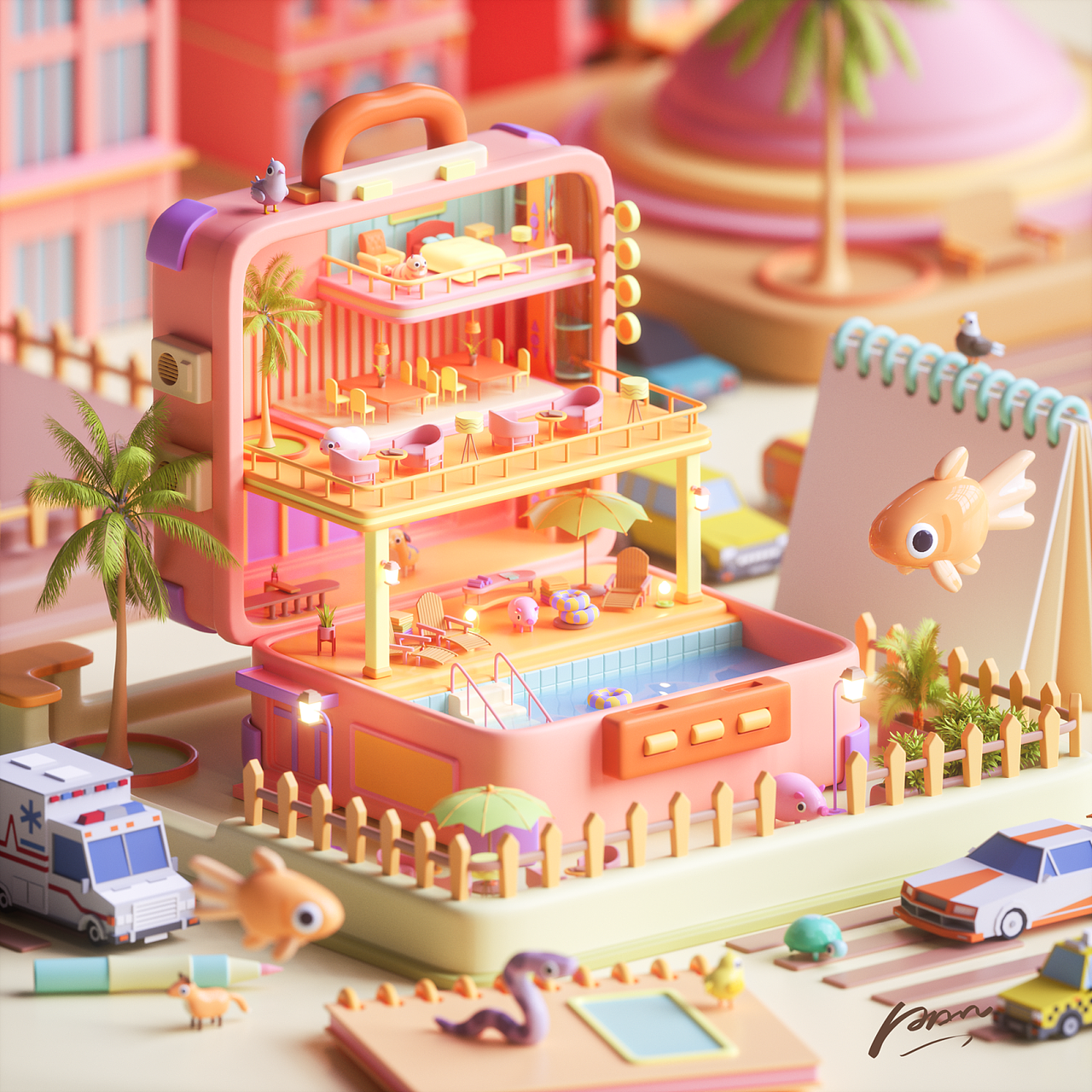 C4D零基础第五期学员作品——NiaoNiao的C4D课堂（上)（图ZMzE2Mzg1NTY4） - 场景 - 站酷设计师我就是NiaoNiao原创素材 - 站酷ZCOOL