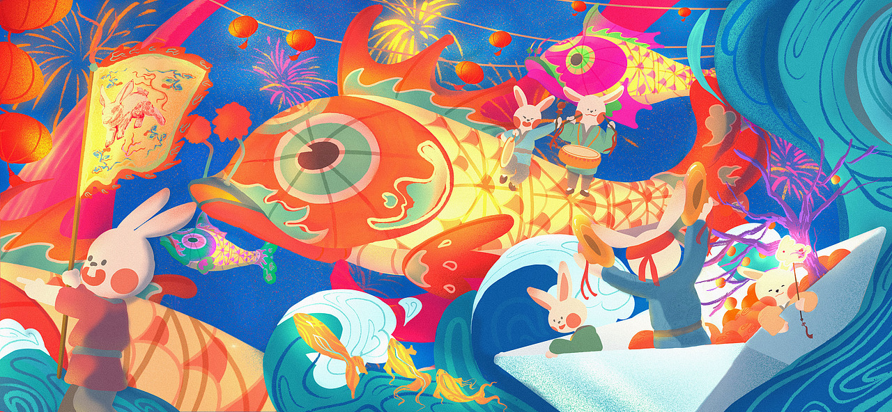 "彩兔"问俗新年插画系列