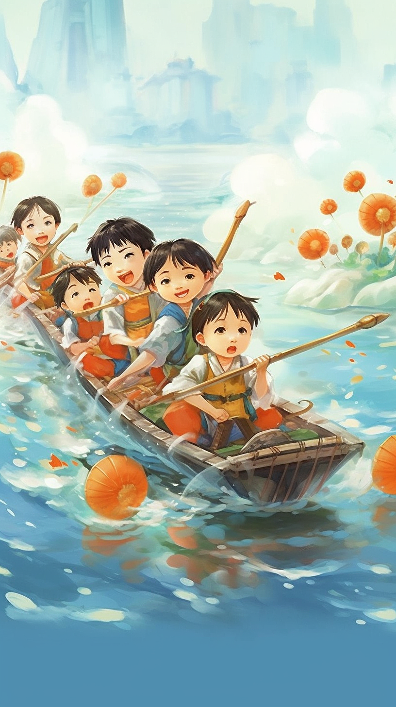 AI人工智能数字艺术创作作品:《龙舟端午》