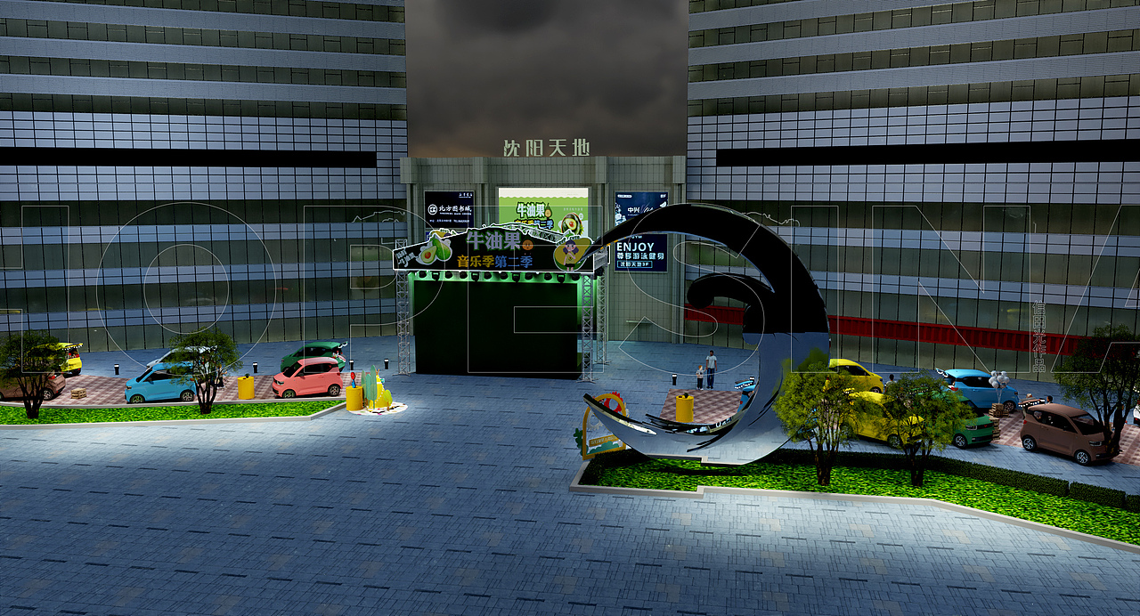 户外路演汽车尾部集市效果图