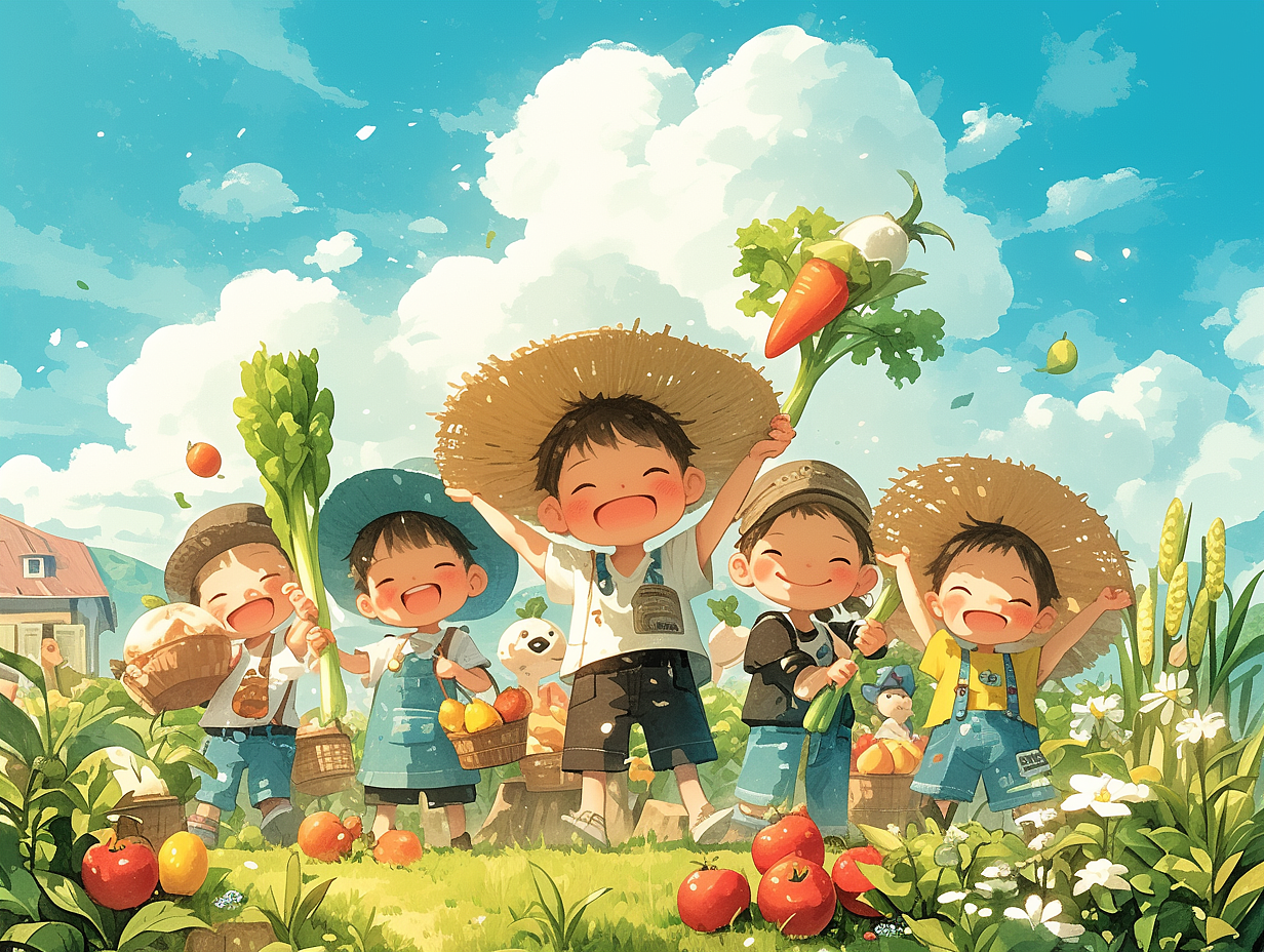 农耕文化-卡通小朋友，研学基地，游乐农庄（图ZMzY2OTA5MTk2） - 图案 - 站酷设计师智绘素材库原创素材 - 站酷ZCOOL