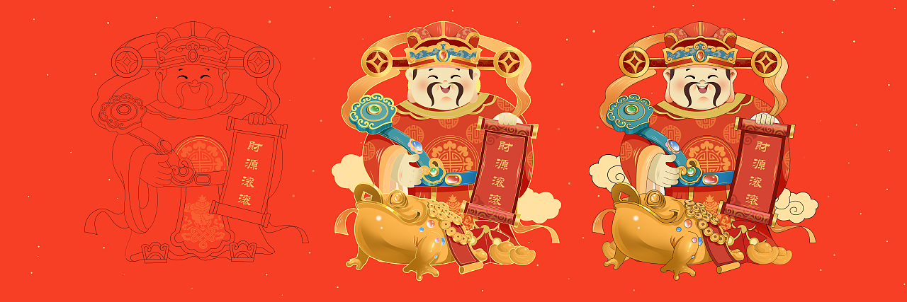 福禄寿喜财、五路财神 侵权必究（图ZMzU3MDU3MDky） - 商业插画 - 站酷设计师大超box原创素材 - 站酷ZCOOL