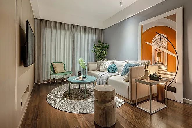 客餐厅一体化多惬意,61㎡小窝住着太爽了