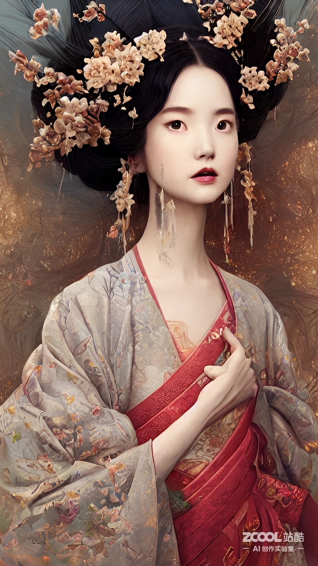 #AI创作实验室#【汉服】【油画X中国画】（图ZMzIxNDM0MTUy） - AI作品 - 站酷设计师xingceng2号原创素材 - 站酷ZCOOL