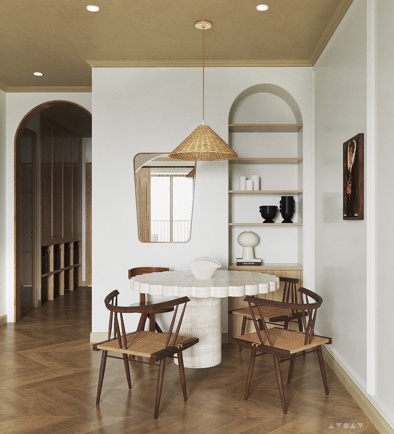 治愈暖色空间复古浪漫效果图表现