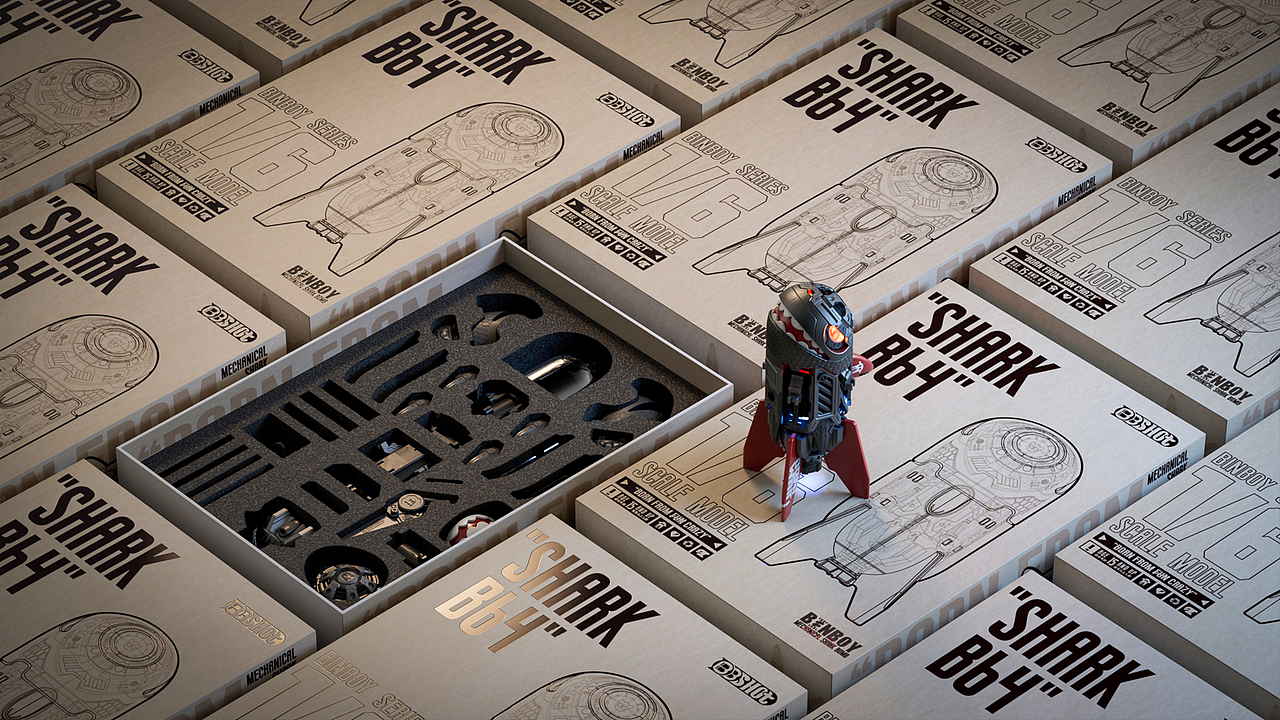 BBSHOT拼装潮玩 | Shark B64 机械鱼弹（图ZMzQxNTM2MDg0） - 玩具 - 站酷设计师BBSHOT原创素材 - 站酷ZCOOL
