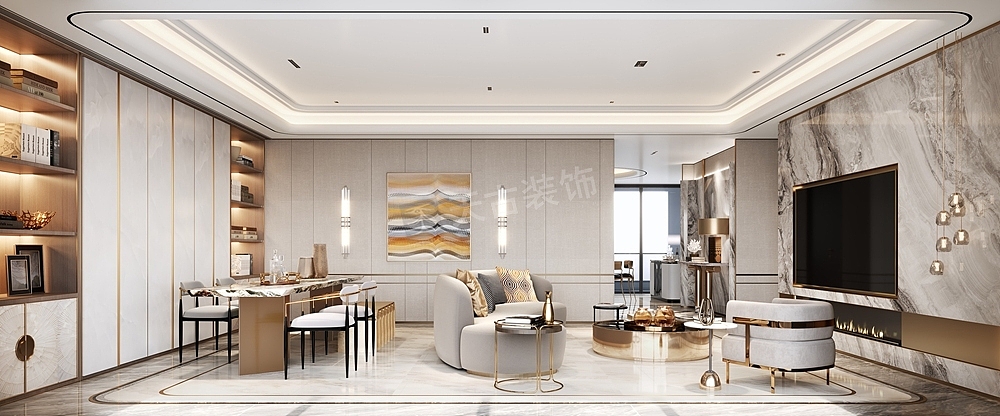 鲁能泰山7号装修方案,现代轻奢混搭风格设计赏析