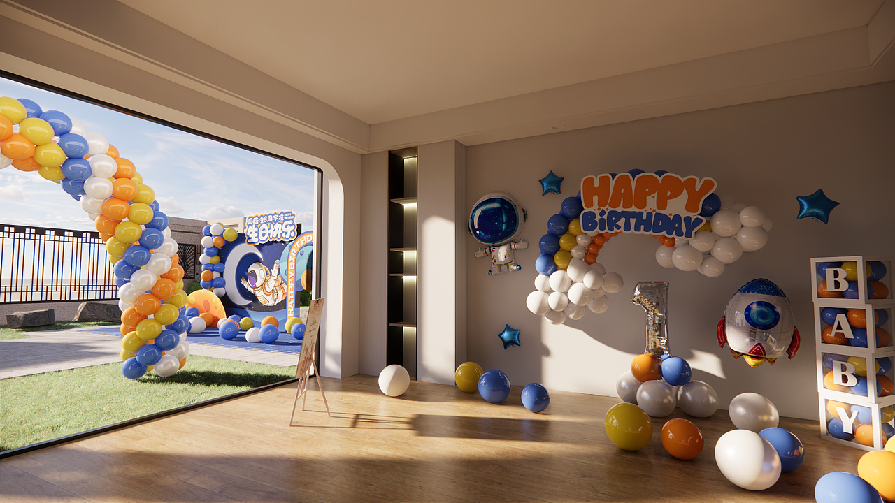 2024新款宇航员私人定制生日派对布置百日宴