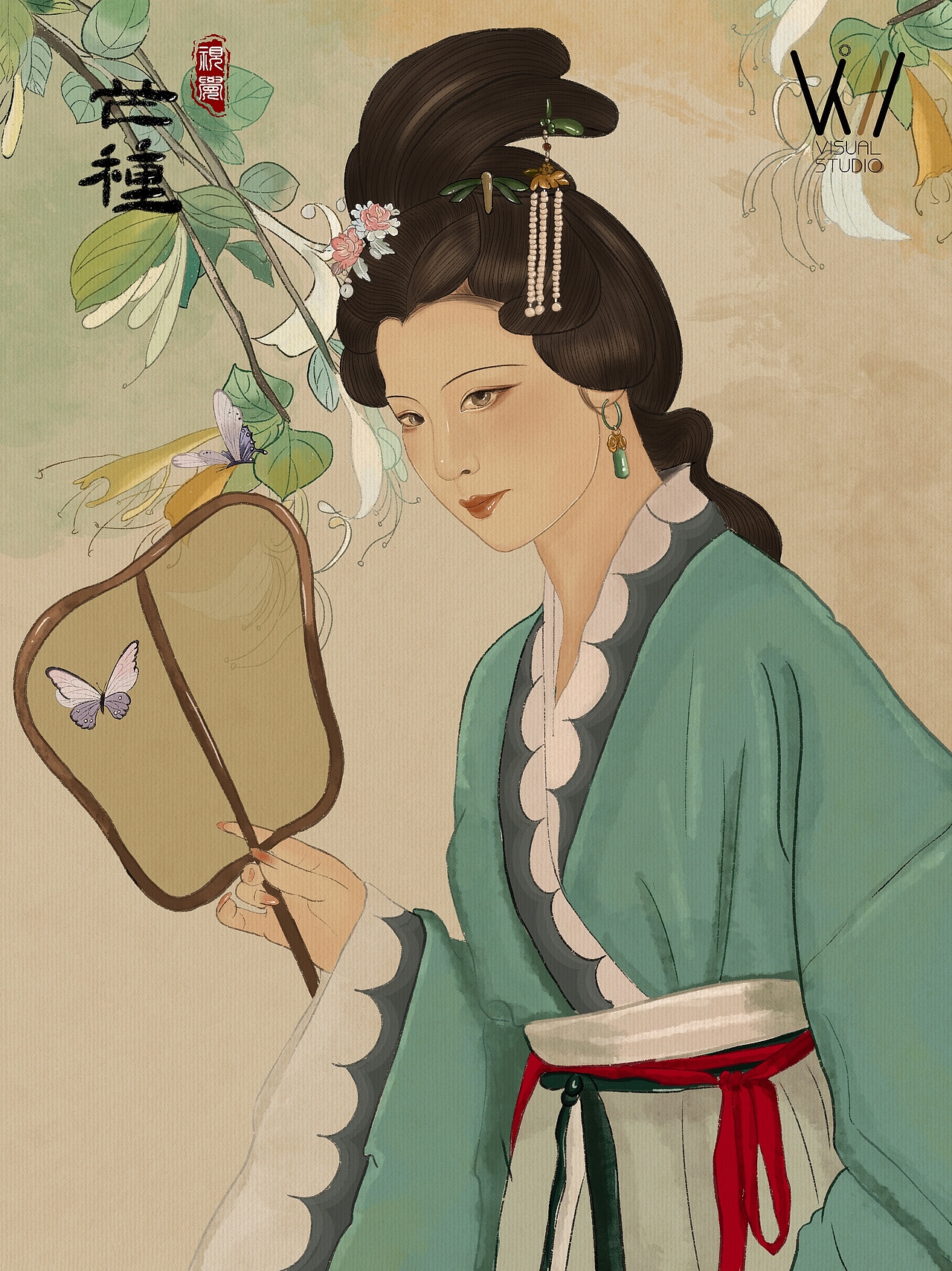 插画手绘procreate 古风人物 节气