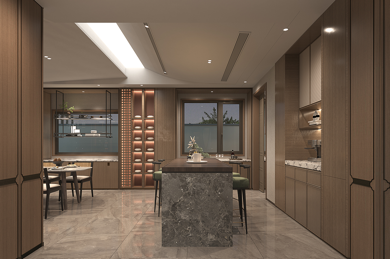 一套新中式夜景