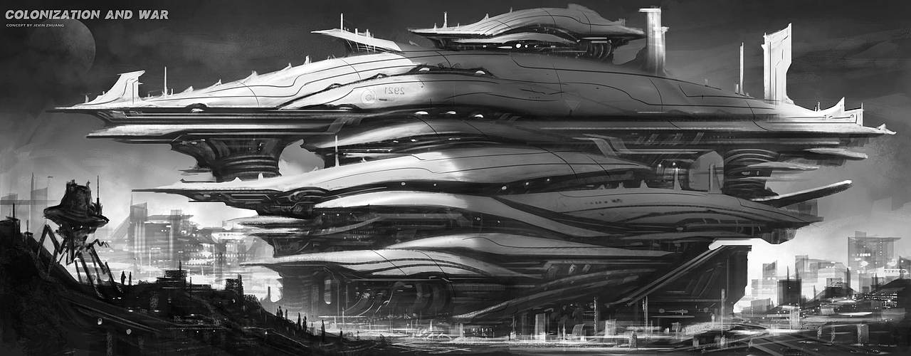 《星际殖民与战争》场景分镜黑白稿和线稿