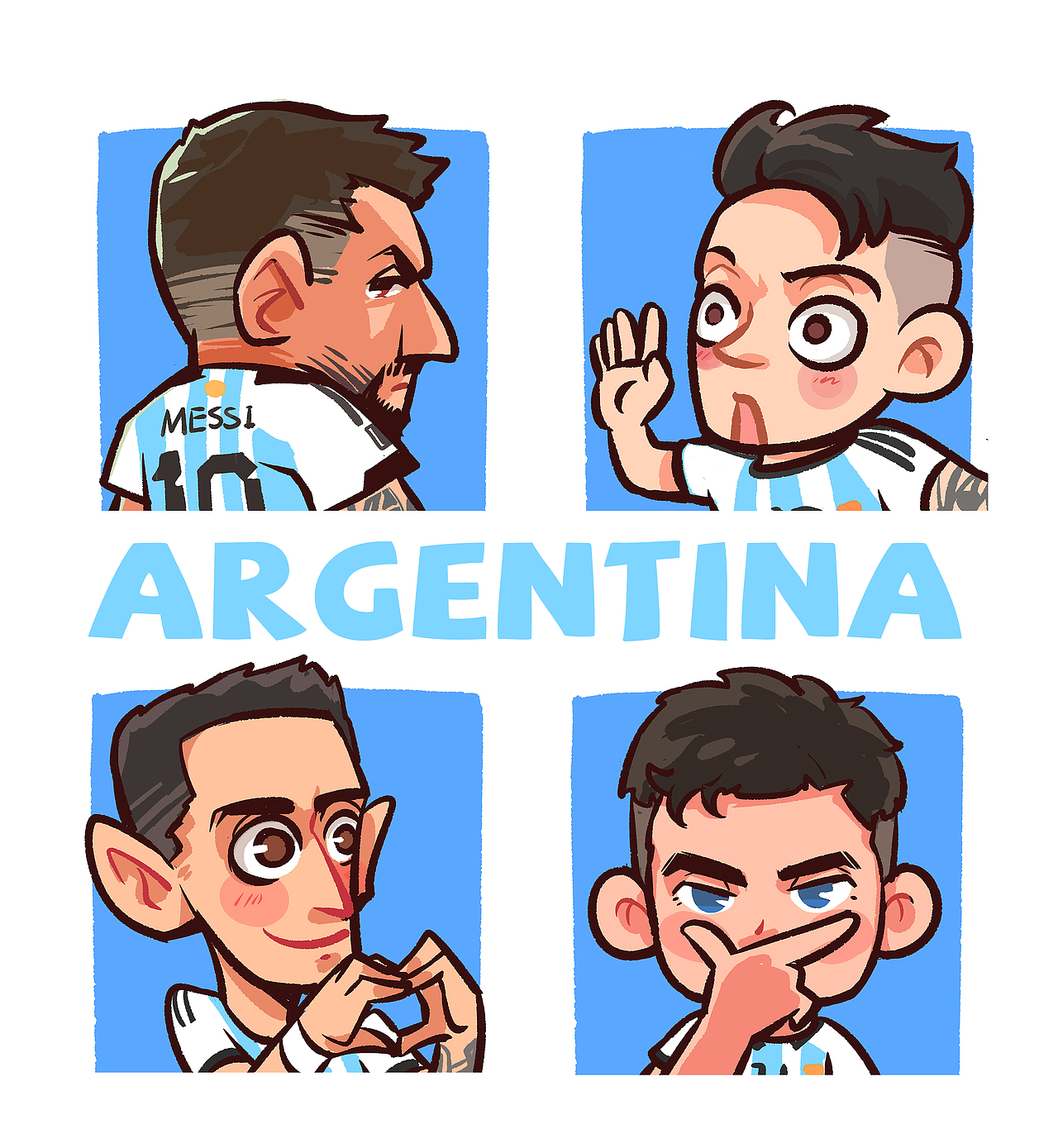 手绘世界杯Q版球星头像