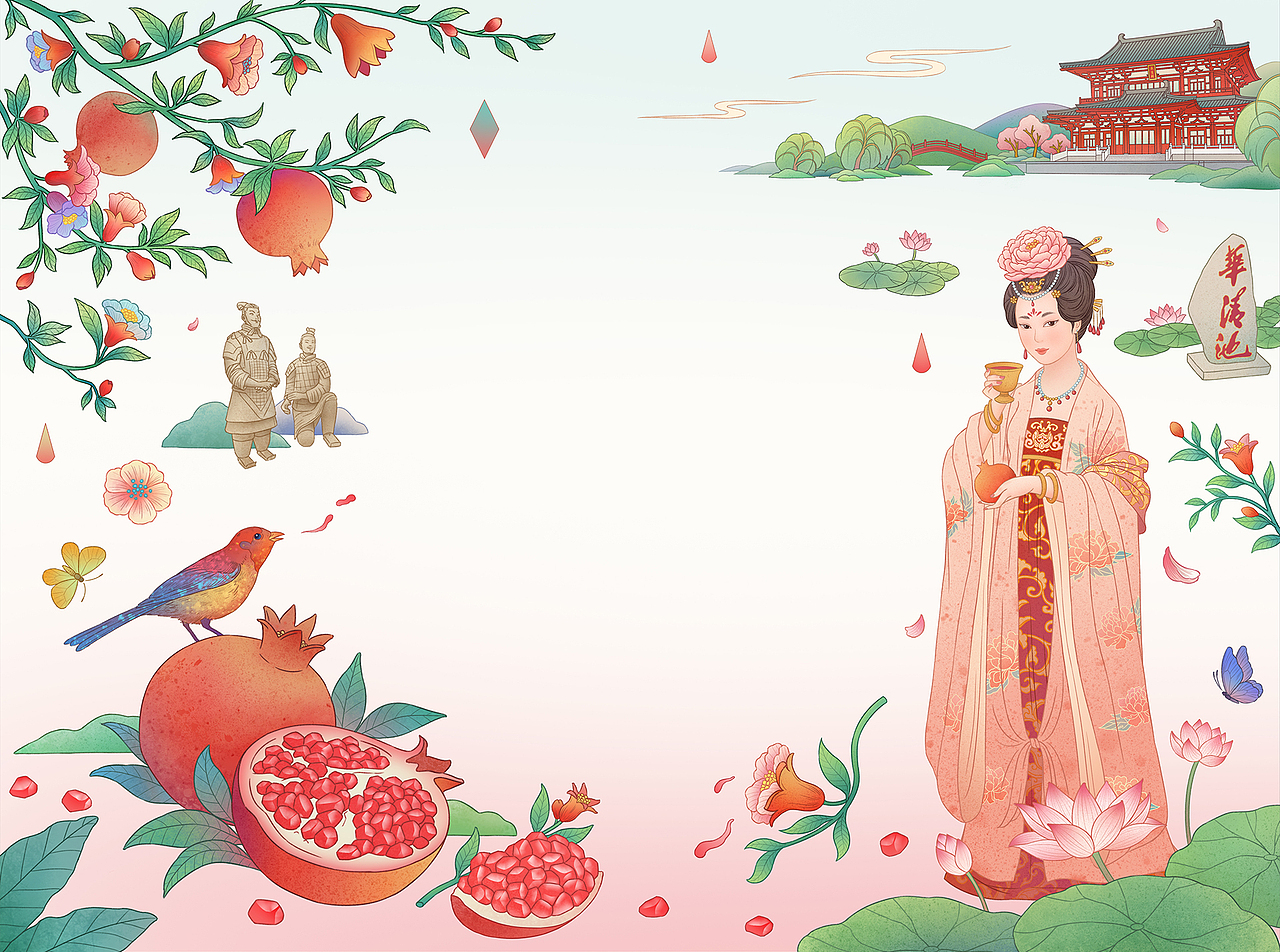 御石榴-石榴汁-饮料包装插画