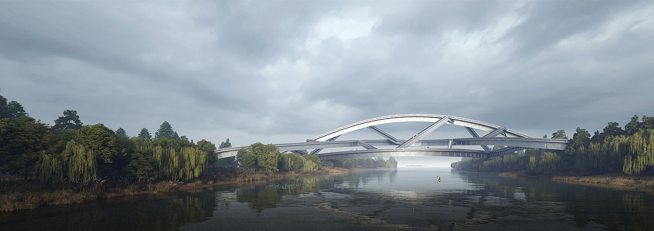 南京秦淮新河步行桥方案（图ZMzYxMTU5MzAw） - 建筑设计 - 站酷设计师KING空间设计原创素材 - 站酷ZCOOL