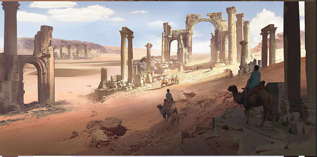 沙漠遺跡（寫實貼圖氣氛圖教程）（圖ZMzI0NzczNDUy） - 概念設(shè)定 - 站酷設(shè)計師頑皮機器CG工作室原創(chuàng)素材 - 站酷ZCOOL