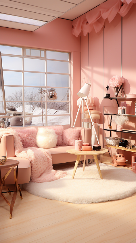 粉色系房间背景