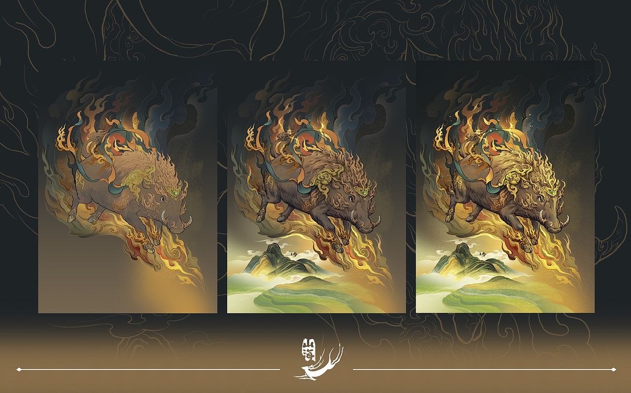 山海经十大瑞兽（上）（图ZMzM2MDMxNzQw） - 商业插画 - 站酷设计师仨俩一原创素材 - 站酷ZCOOL