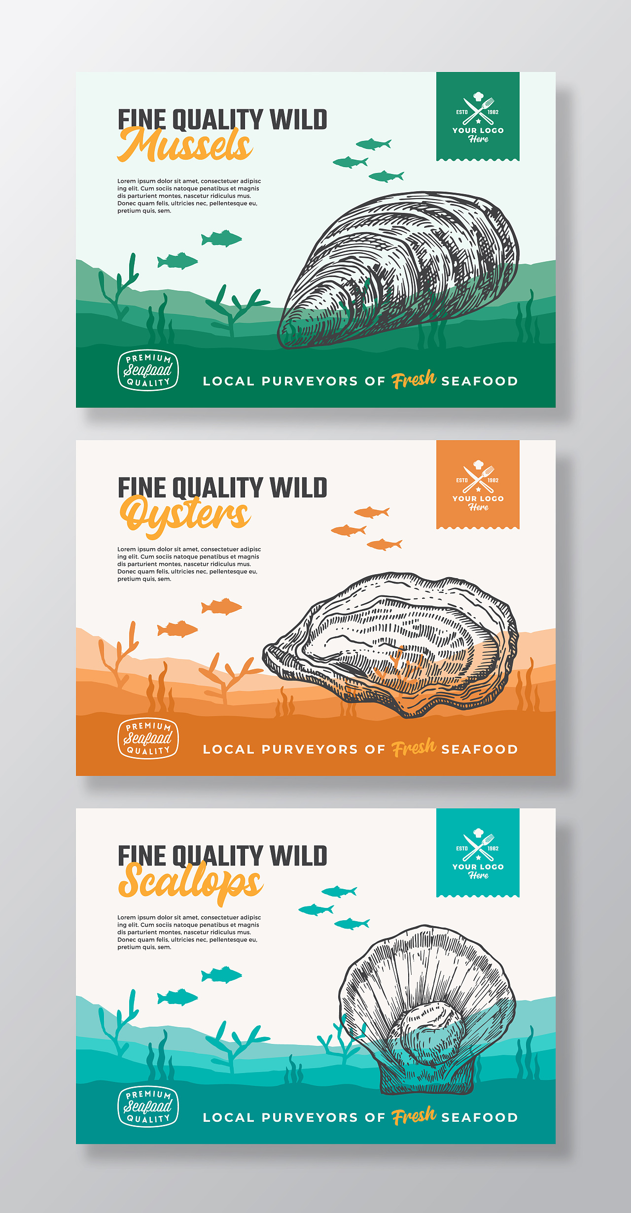 Vol.6 国外高端海鲜包装Ai格式素材