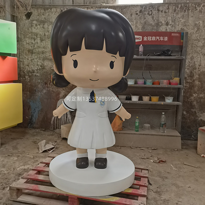 香港校园摆件玻纤吉祥物人偶模型玻璃钢卡通人物雕塑