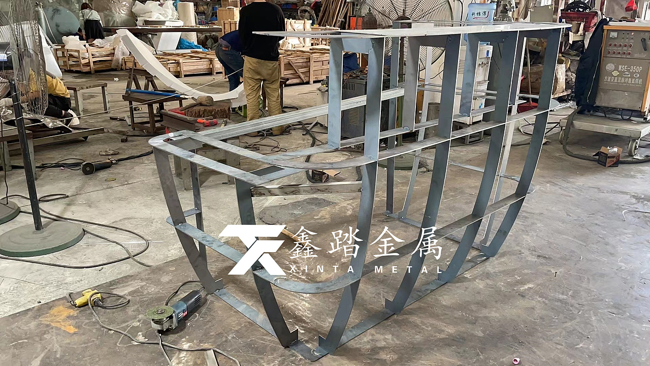 医美服务中心不锈钢吧台,医美连锁店高端金属接待台