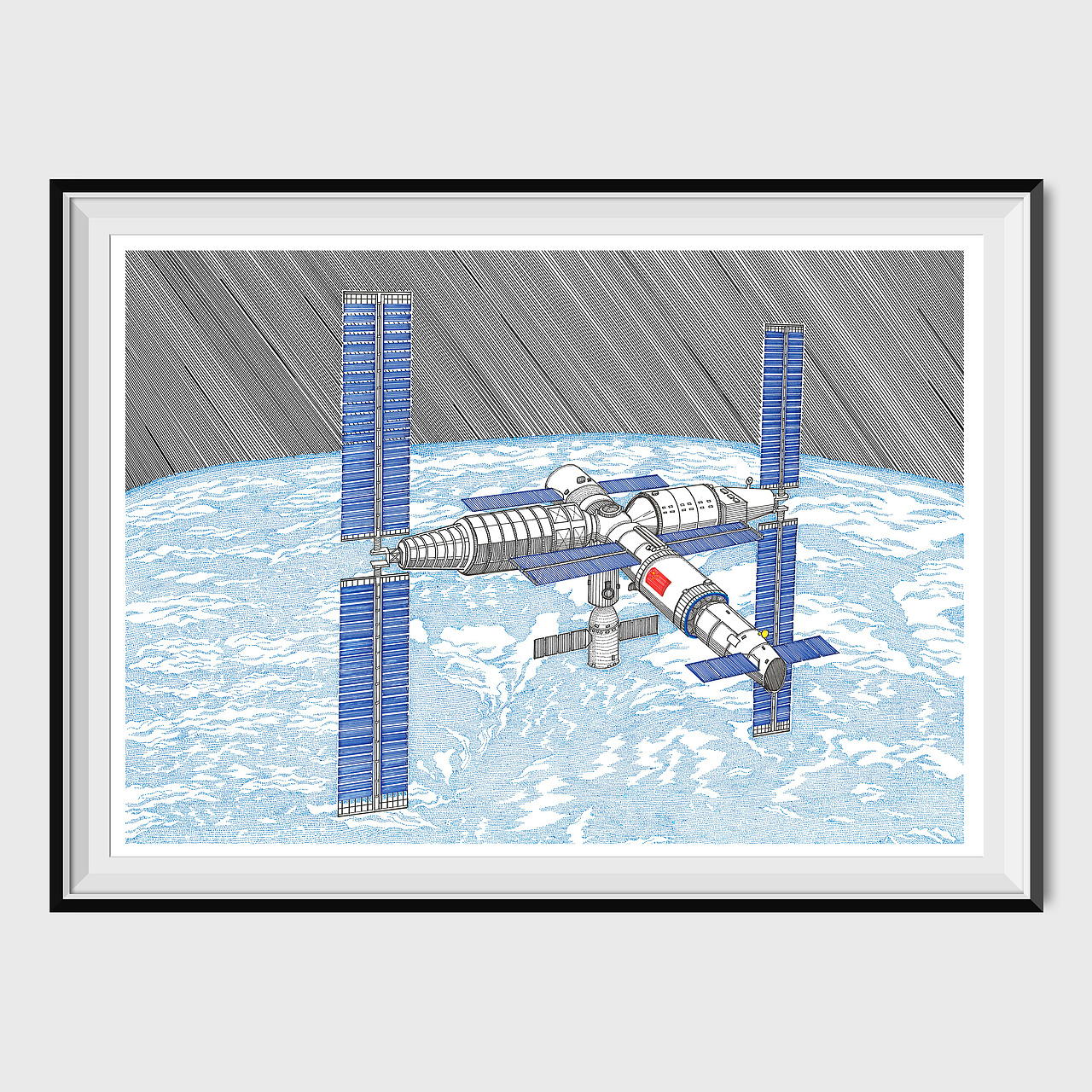 逐梦天宫——中国空间站，航天主题彩色钢笔插画（图ZMzAzODgyOTc2） - 绘画 - 站酷设计师景域创美丶海南原创素材 - 站酷ZCOOL