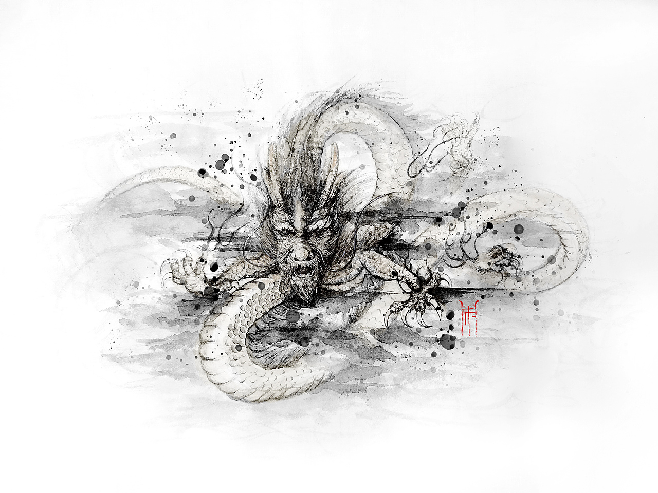 水墨龙草稿练习（图ZMzEyODg5MDI4） - 创作习作 - 站酷设计师银弧原创素材 - 站酷ZCOOL