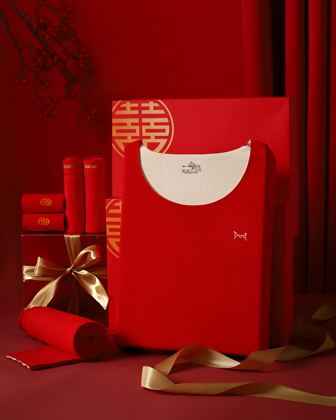 本命年红内衣套装の静物拍摄