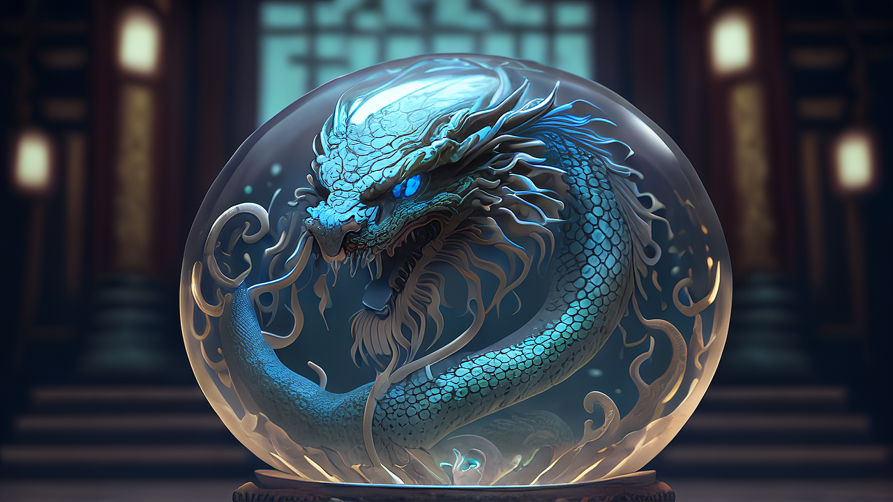 国潮中国风水晶球 共工 神龙 麒麟 玄武神兽 渲染绘画（图ZMzM3NDE0NjA4） - 绘画 - 站酷设计师茶与小笼包原创素材 - 站酷ZCOOL