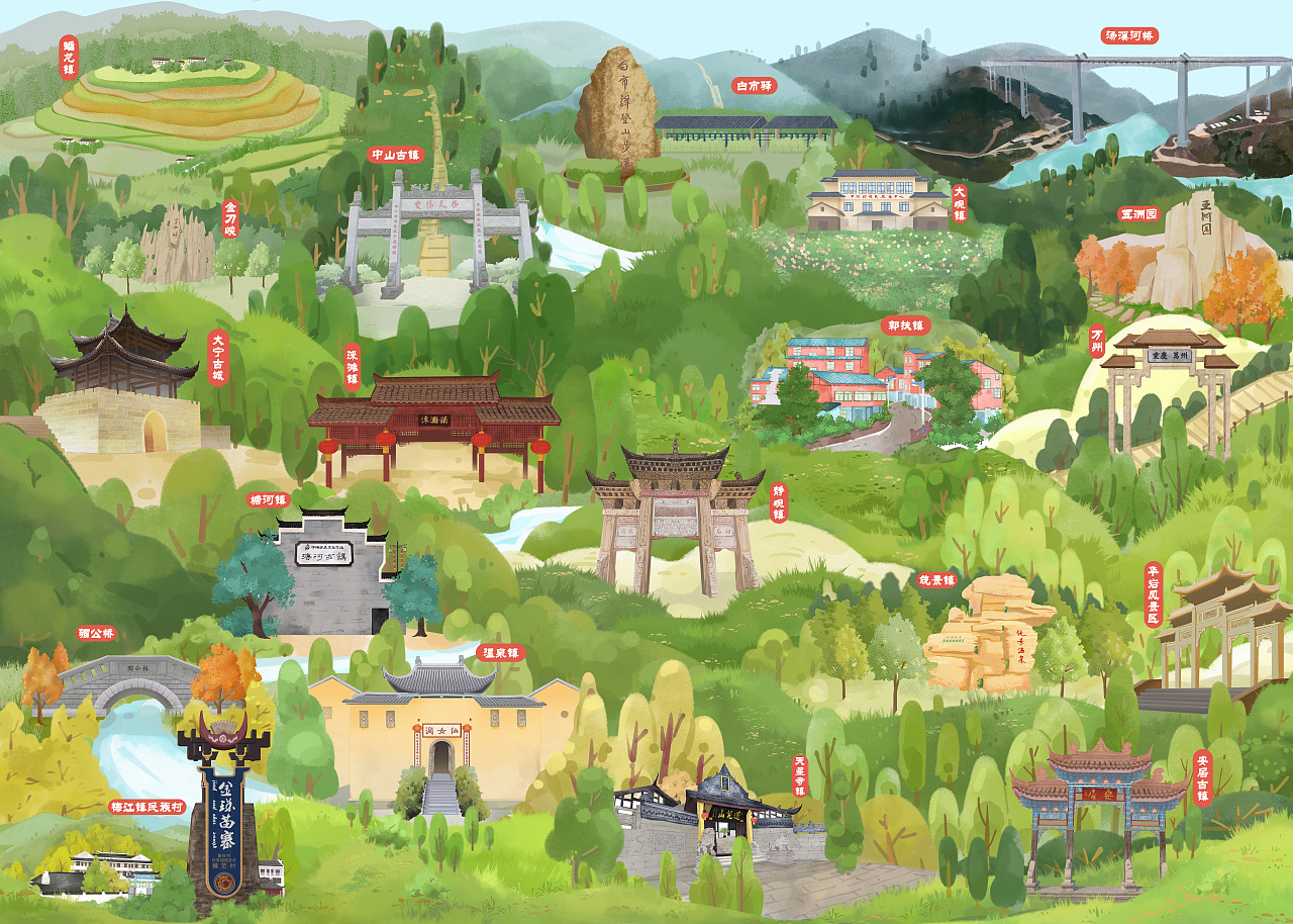重庆山水地标插图（图ZMzMxMTgwNjUy） - 商业插画 - 站酷设计师大铭啊99原创素材 - 站酷ZCOOL
