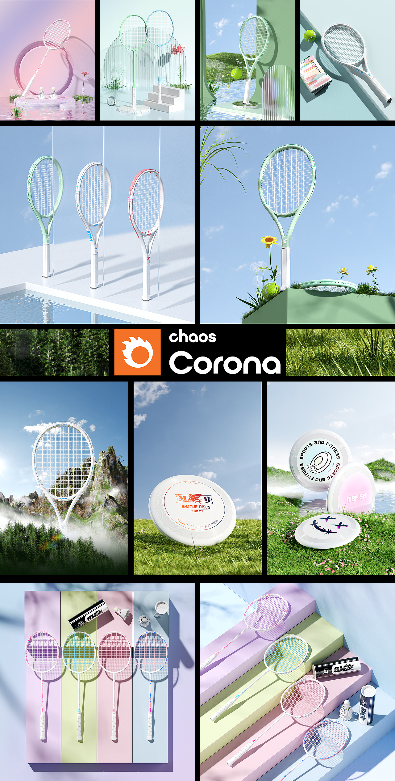 corona渲染羽毛球拍/网球拍/竞技飞盘作品集（图ZMzE1ODkyNTA4） - 其他三维 - 站酷设计师你也是花木兰吗原创素材 - 站酷ZCOOL