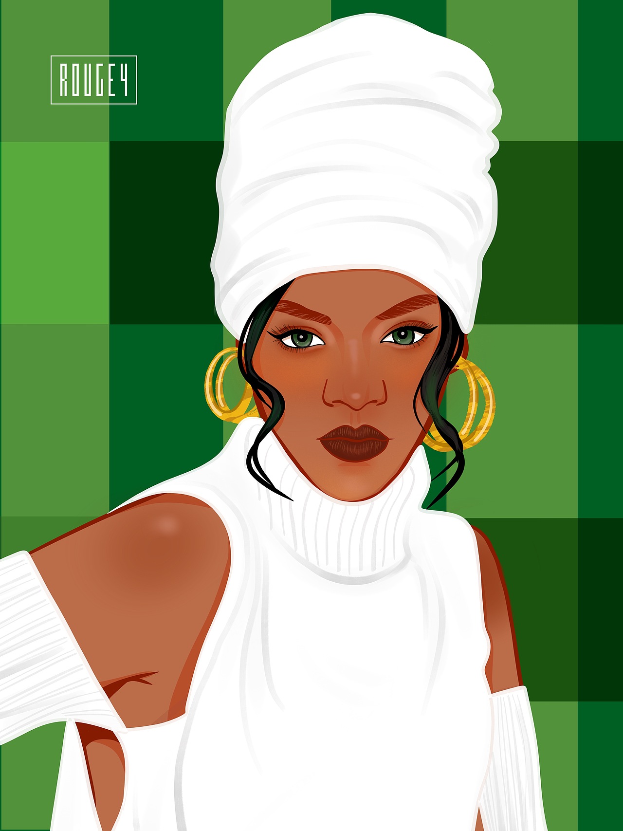 Rihanna头像时尚插画手绘练习