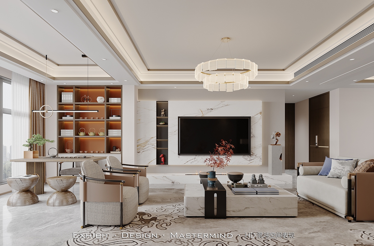 新作首发 新中式风客餐厅×混沌空间视觉表现