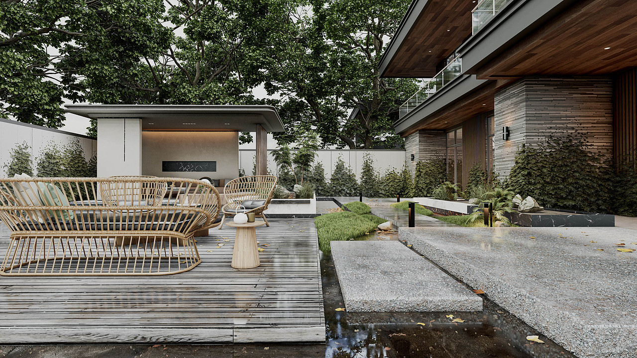 现代庭院（图ZMzQ2MTAwOTIw） - 建筑/空间 - 站酷设计师李卓永原创素材 - 站酷ZCOOL