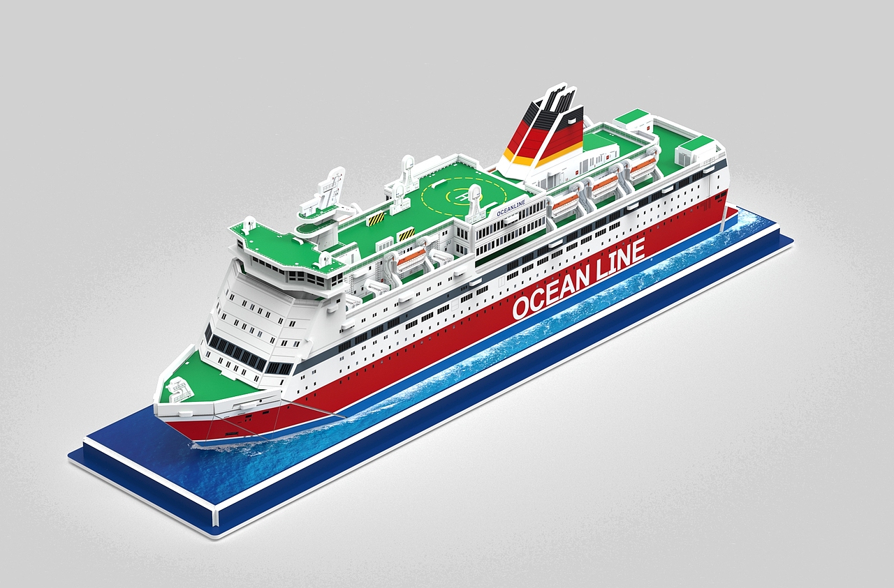 紅色游輪_立體拼圖設(shè)計（圖ZMzA4NjI4MTAw） - 玩具 - 站酷設(shè)計師紙模設(shè)計師JENTC原創(chuàng)素材 - 站酷ZCOOL