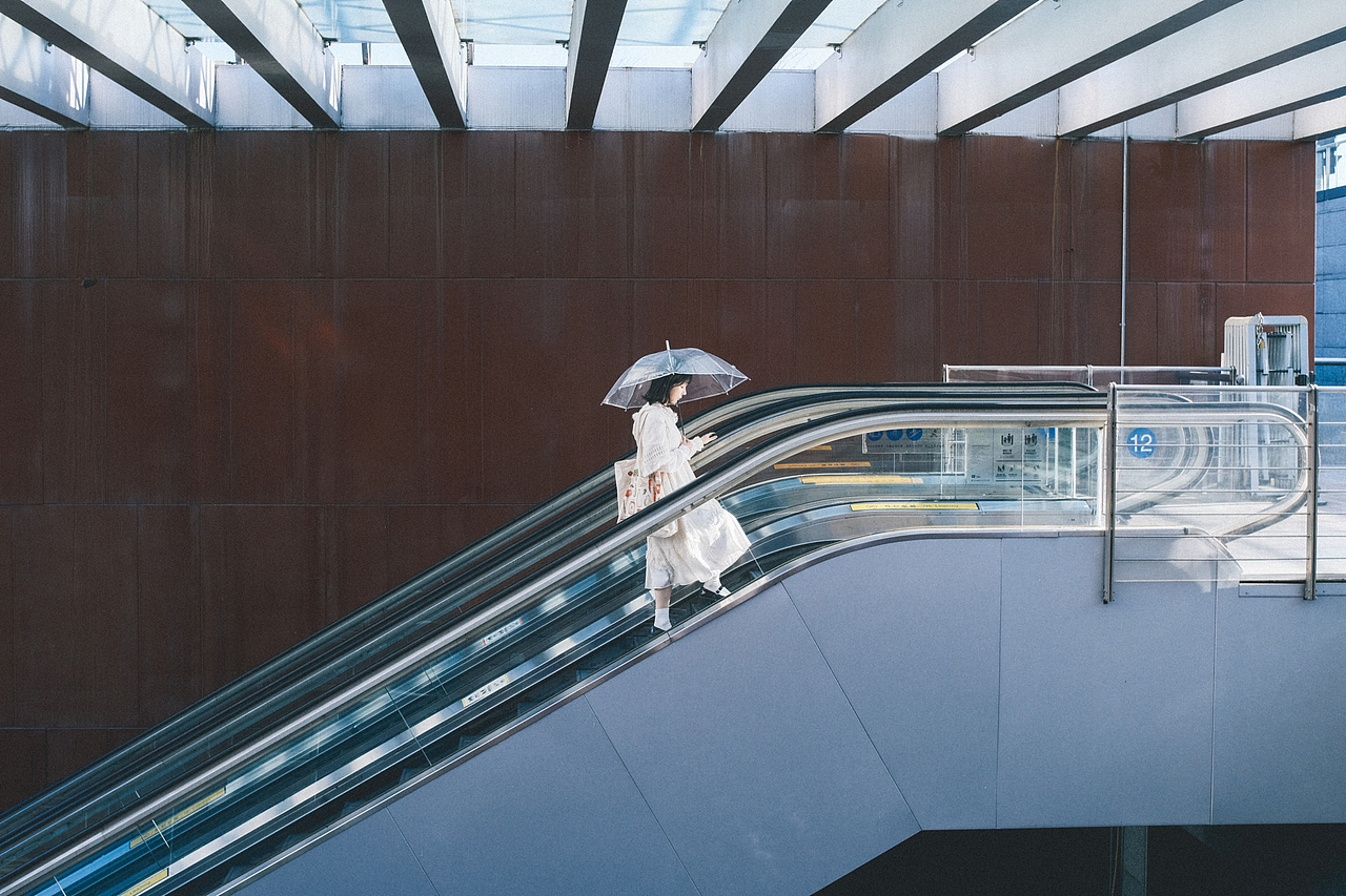 一个气球和一把透明伞