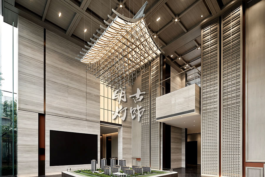 榫卯结构屋顶吊灯 灯具定制体会东方美学的魅力（图ZMzA1NjAzMzg4） - 电子产品 - 站酷设计师明古灯饰定制图库原创素材 - 站酷ZCOOL