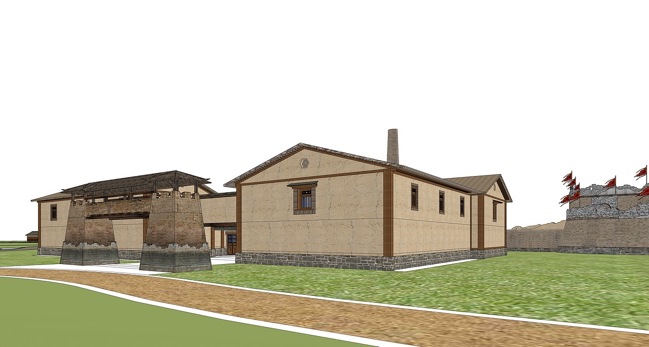 红色文化抗日革命战争景区SU模型下载