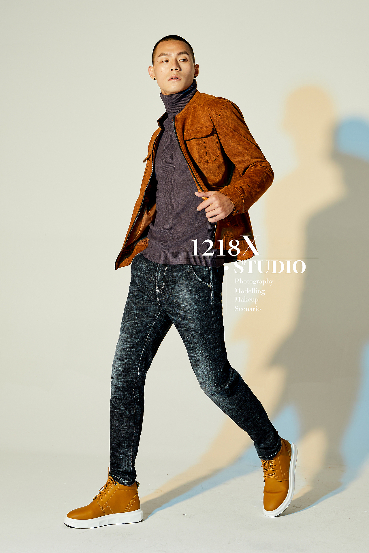 潮牌棚拍 男装 光影内模国模 纯背景拍摄