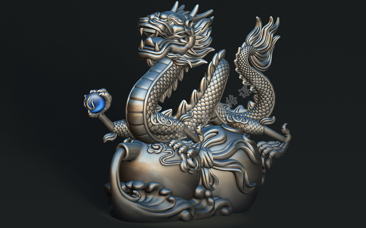zbrush龙吉祥如意雕刻展示