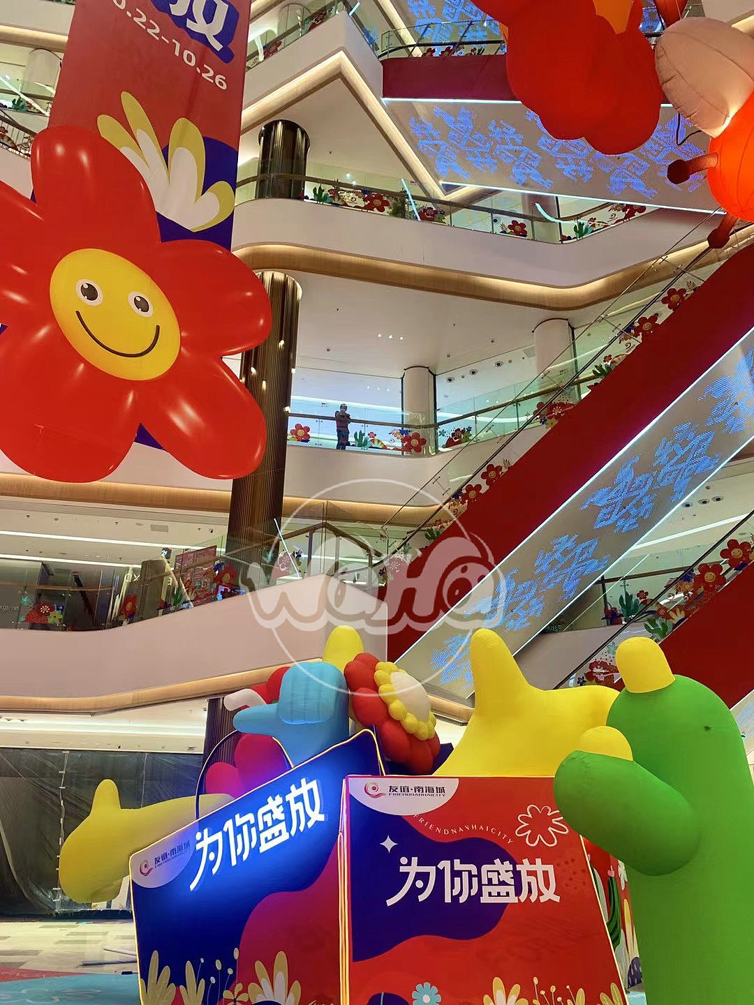 海口友谊广场 开业庆典活动 艺术美陈 充气花朵气模