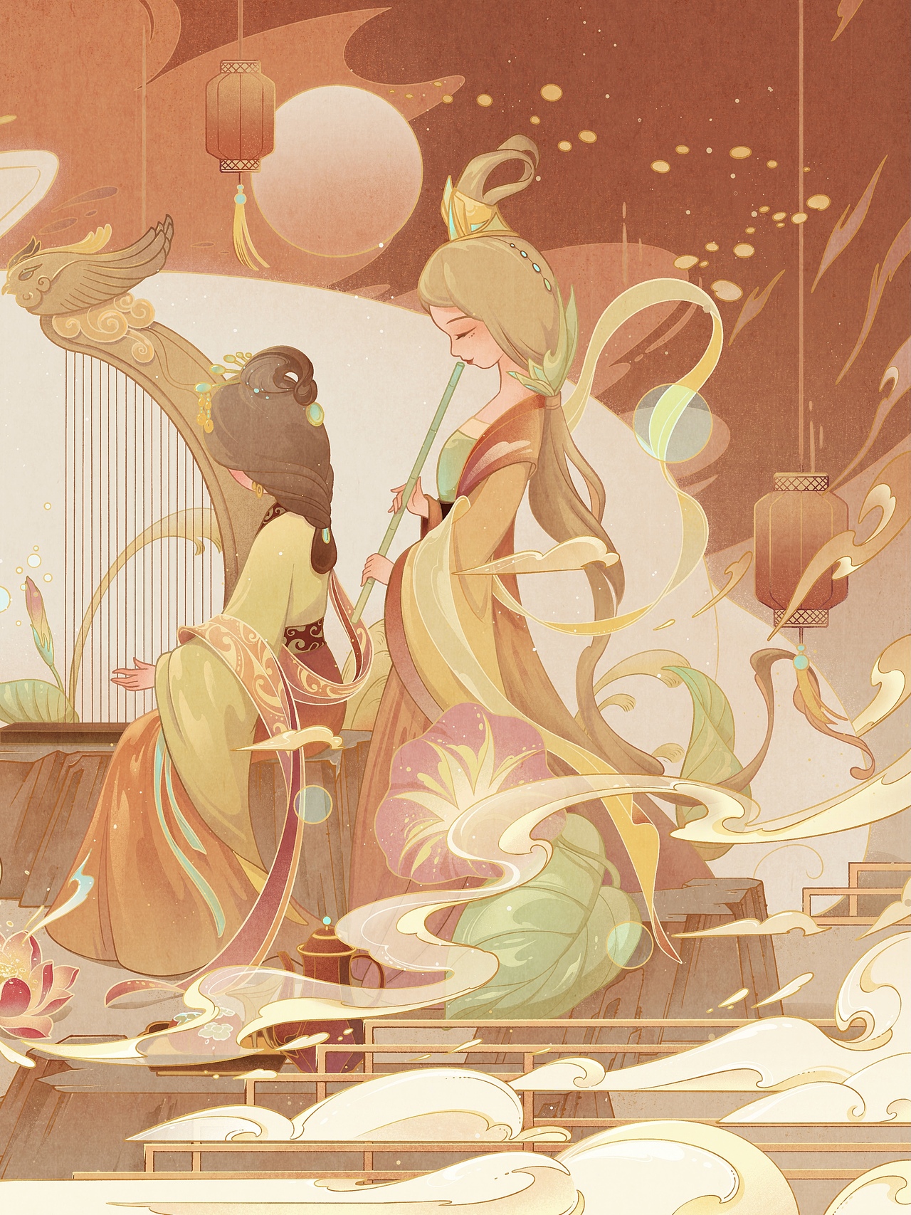 茶派桃花源+月曼清歌（图ZMzQyOTQ3MzY4） - 商业插画 - 站酷设计师层林CL原创素材 - 站酷ZCOOL