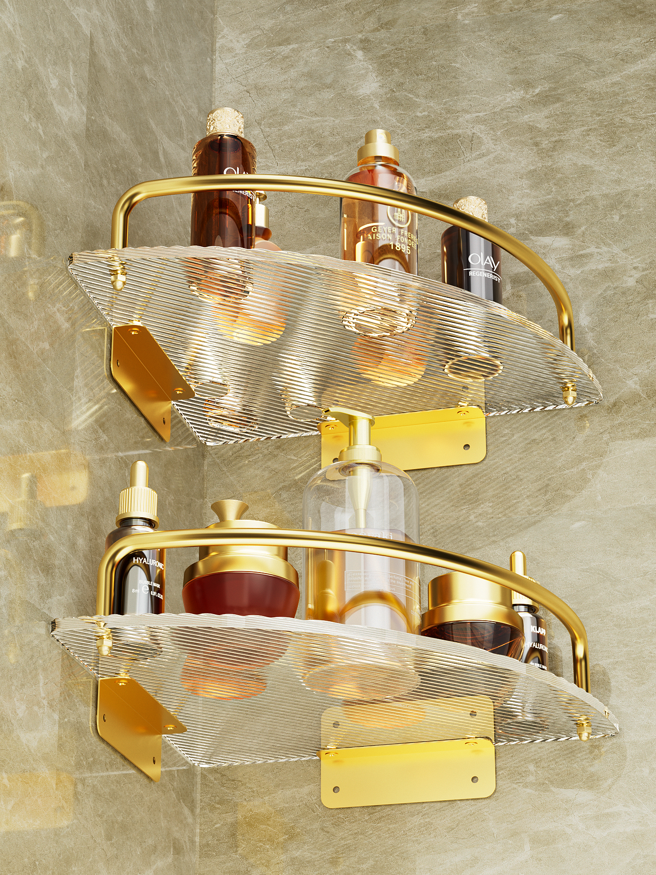 轻奢浴室三角置物架