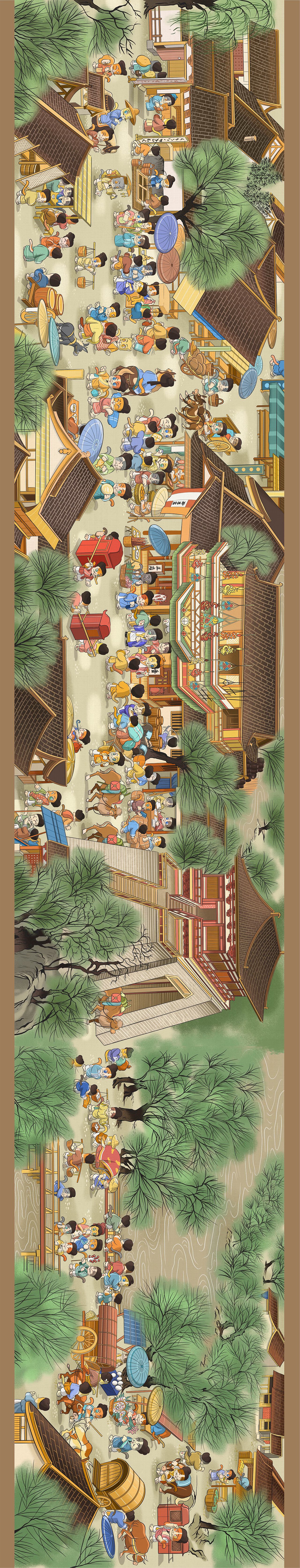 全卷版｜清喵上河图（图ZMzAzODkzNzY4） - 商业插画 - 站酷设计师清喵原创素材 - 站酷ZCOOL