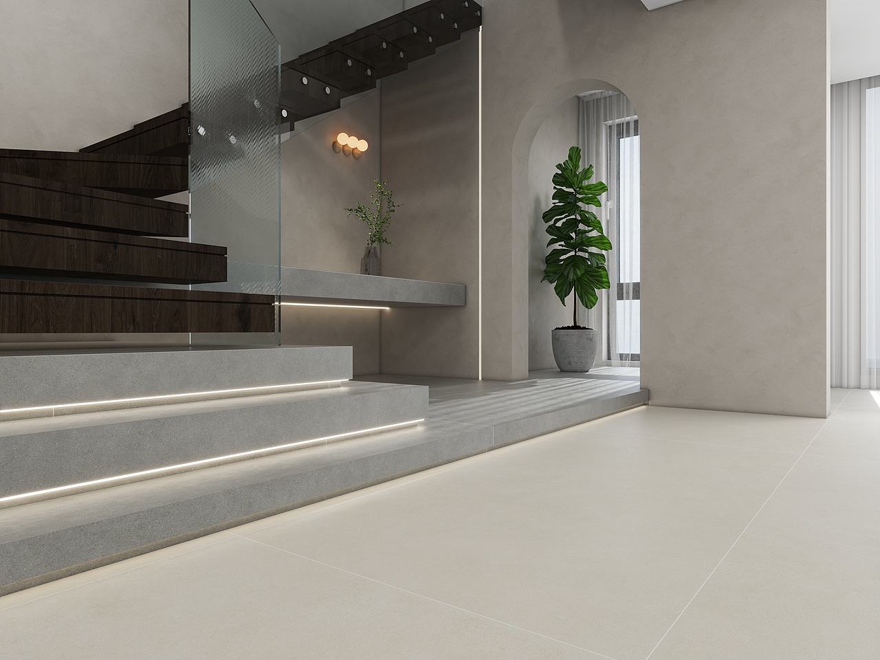 3D空间漫游视频-极简奶油风