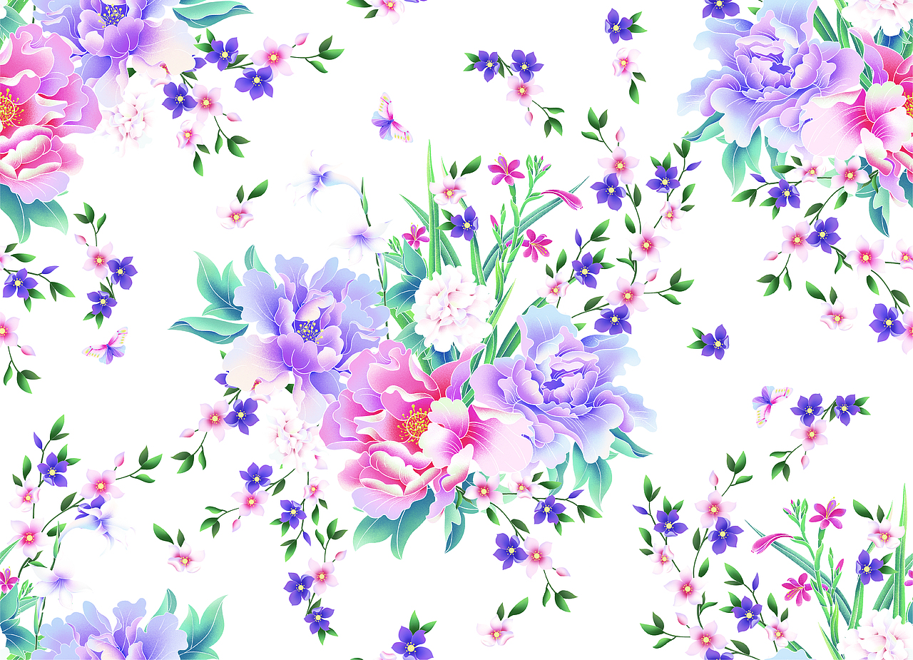 花卉图案设计 四方连续（图ZMzM0NjgwNzA0） - 商业插画 - 站酷设计师娜娜酱哟西原创素材 - 站酷ZCOOL