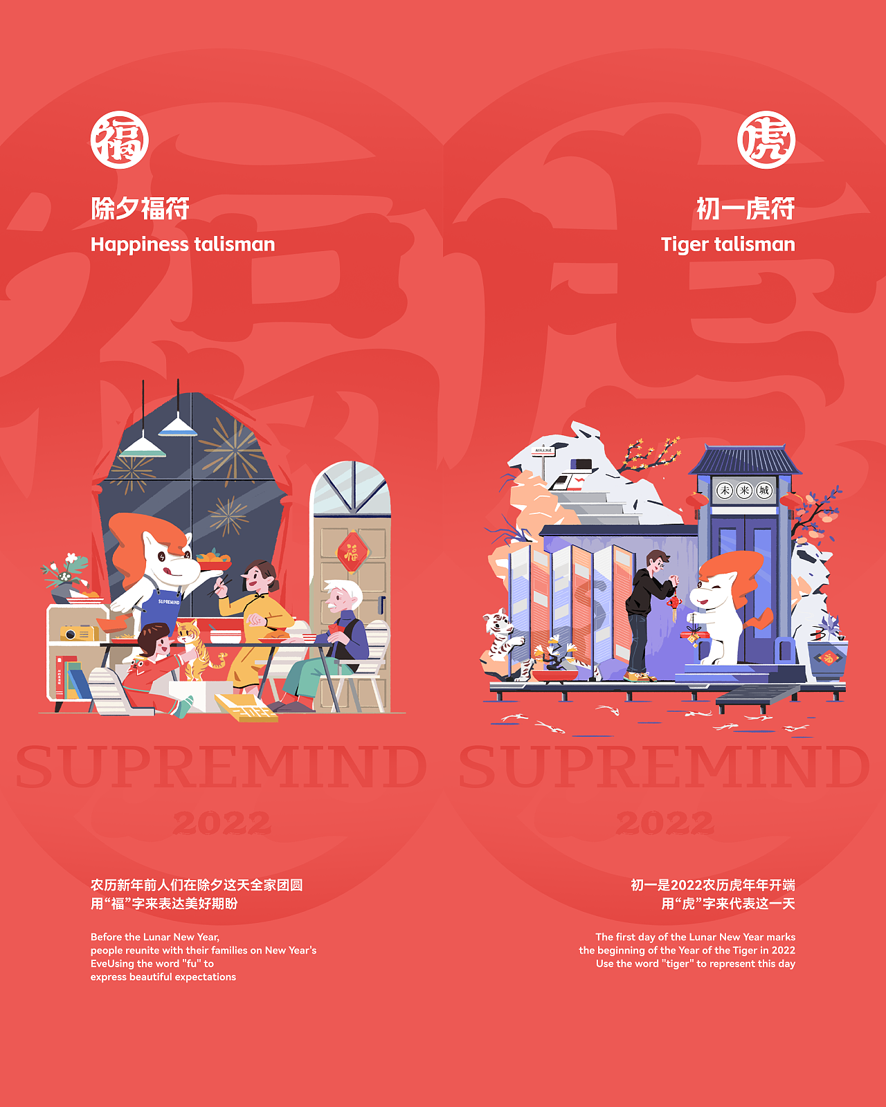 2022虎年系列插画海报设计